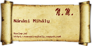 Nánási Mihály névjegykártya
